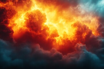 Crimson Sky Warning of Impending Storm and Ominous Atmosphere Inspiring Awe and Fear