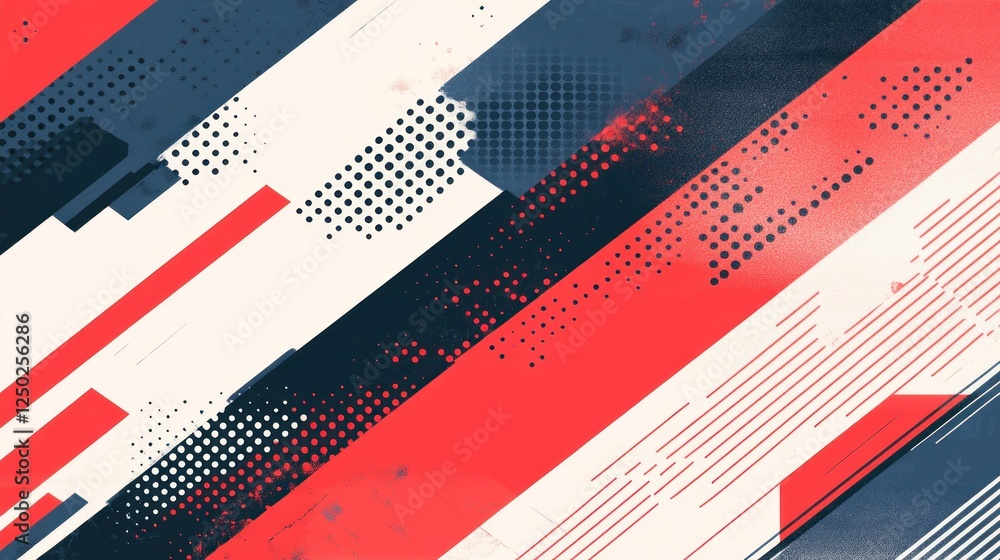 Poster dynamic abstract background with geometric shapes and retro color palette