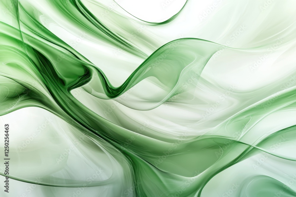Poster abstract green waves background modern fluid art with transparent layers and dynamic flow