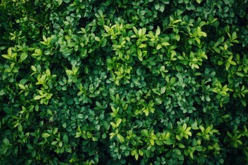Dense Green Foliage Close-Up of Lush Evergreen Shrub Background Texture