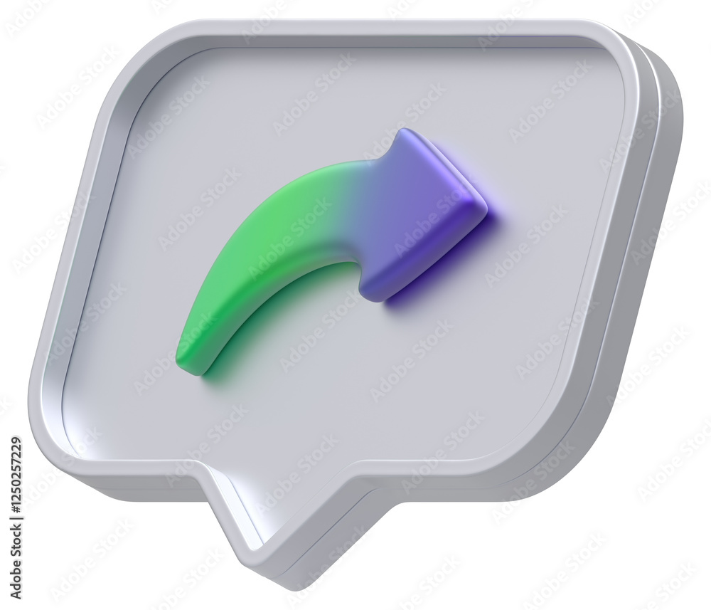 Poster 3d shape chat social media notification silver colorful hashtag arrow icon rectangle icon isolated w