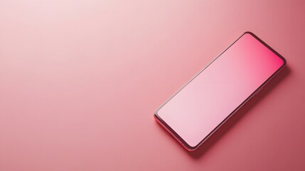 Pink Smartphone on Pink Background Modern Technology