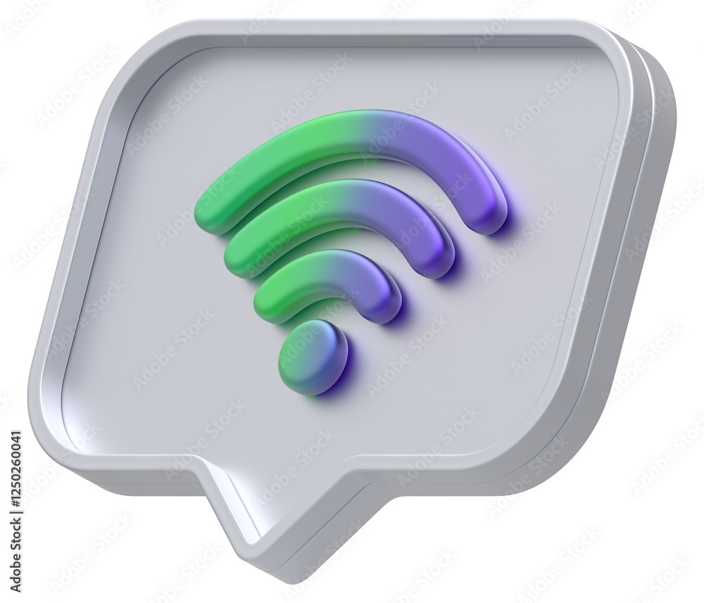 Aufkleber 3d shape chat social media notification silver colorful wireless icon rectangle icon isolated transp