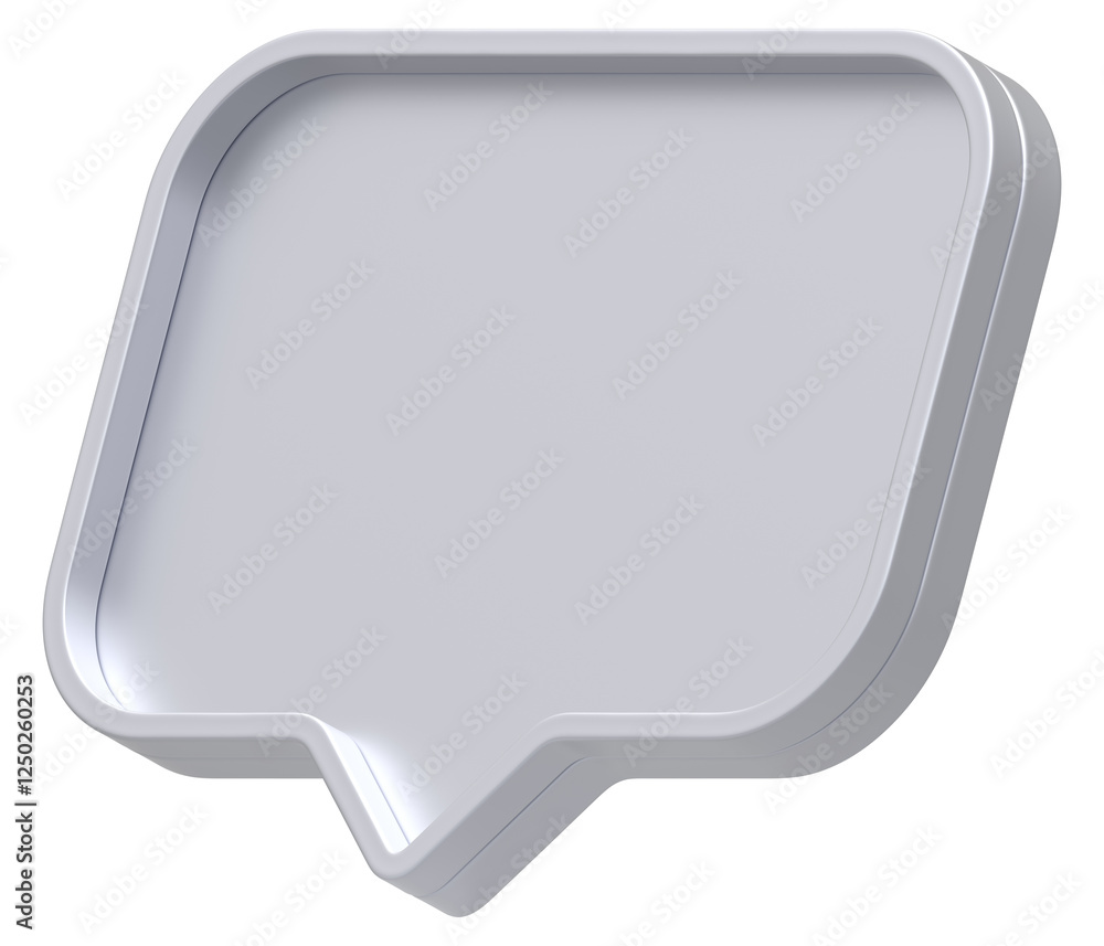 Poster 3d shape chat social media notification silver empty rectangle icon isolated white background 3d ren