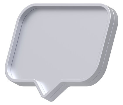 3d shape chat social media notification silver empty rectangle icon isolated white background 3D rendering