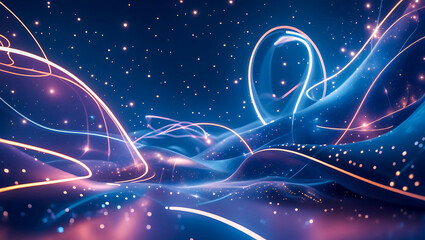 Futuristic Neon Light Trails with Cosmic Aesthetic and Abstract Energy Flow, Generative ai