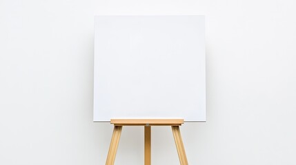 Blank canvas on wooden easel in minimalistic studio setting, ideal for artistic expression