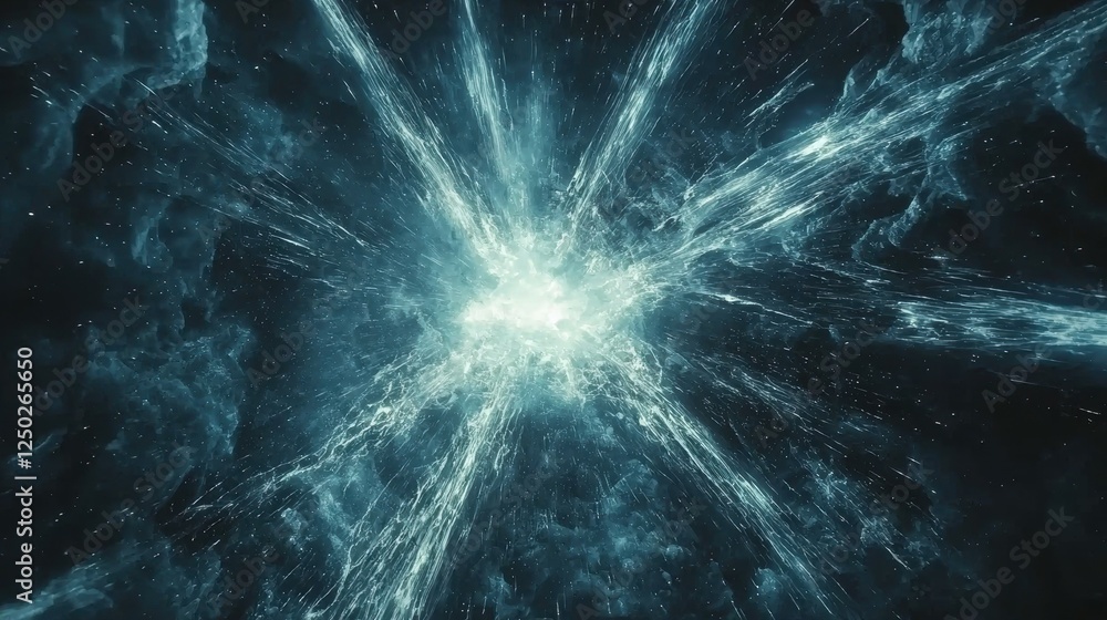 Poster high energy particle collision simulation abstract visualization