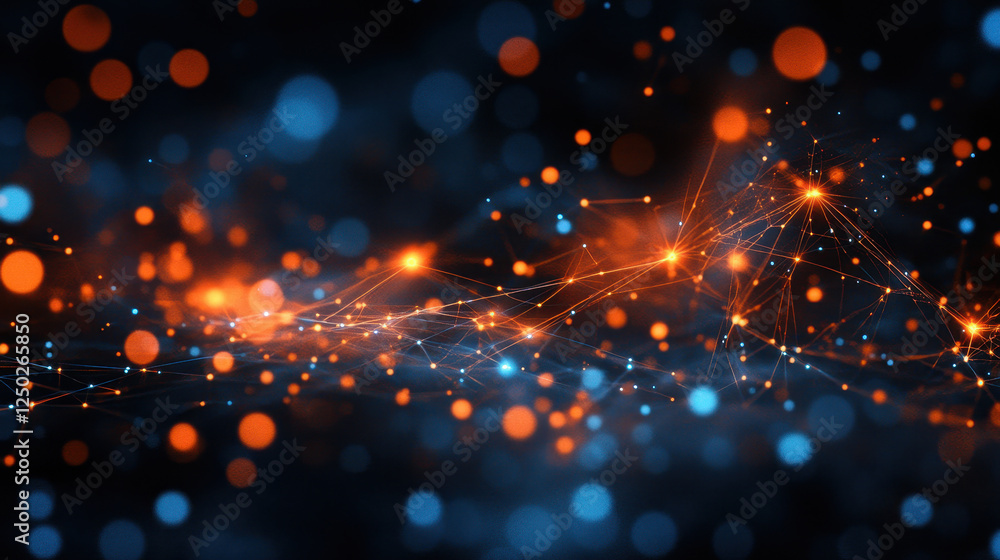 Poster abstract digital background with glowing connections and neural networks