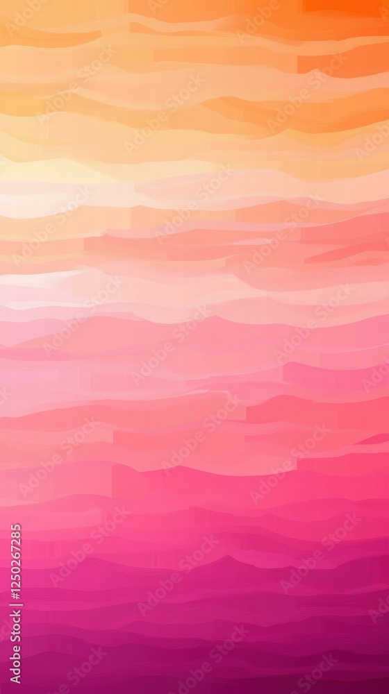 Poster soft waves of color blending from yellow to pink in abstract design