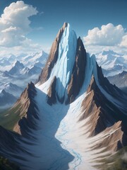 Towering Ice and Rock Formation in the Mountains