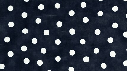 Black Fabric Background with White Polka Dots Pattern Design