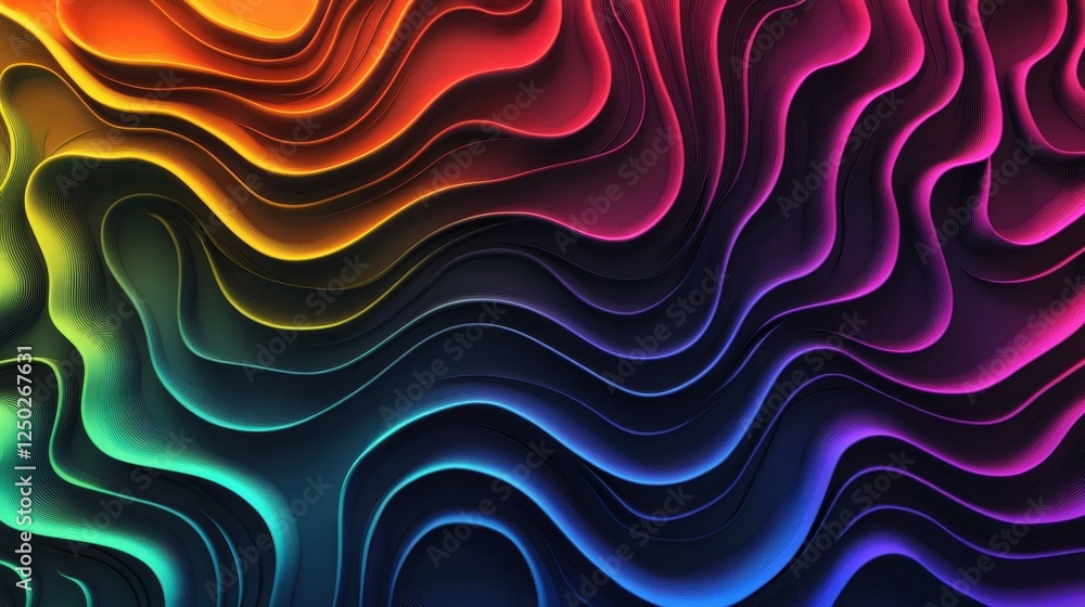 Poster vibrant abstract waves with colorful patterns and fluid dynamics design