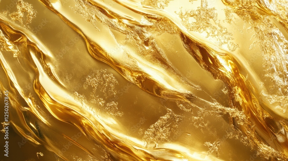 Aufkleber abstract golden waves flowing in a liquid form with shimmering effect