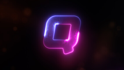 Glowing neon capital Latin alphabet Q. English Language Letter Q, Neon futuristic effect. Trendy font with glow lighting. Educational concepts