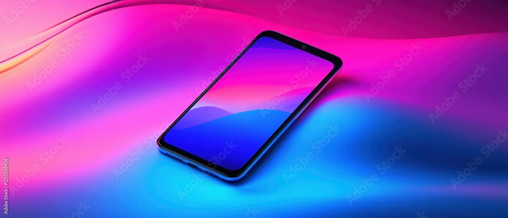 Poster vibrant smartphone display illuminating abstract colorful background