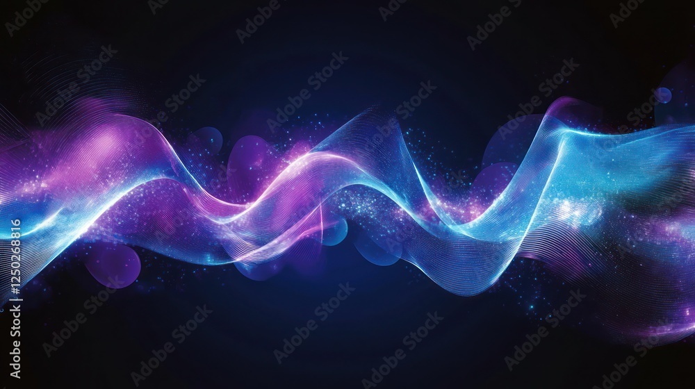 Poster abstract light waves background with vibrant color gradients and particles