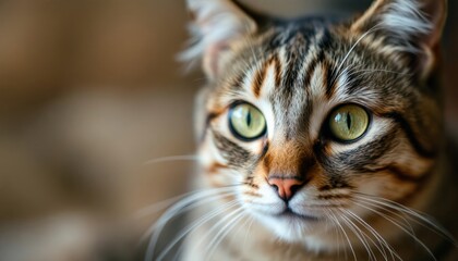 Fototapeta premium A Close Up Portrait Of A Tabby Cat