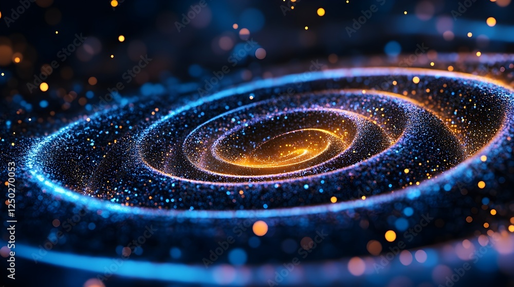 Poster abstract cosmic swirl of glowing particles and vibrant galaxies in deep space representing the beaut