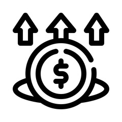 Dollar Sign with Up Arrow line icon