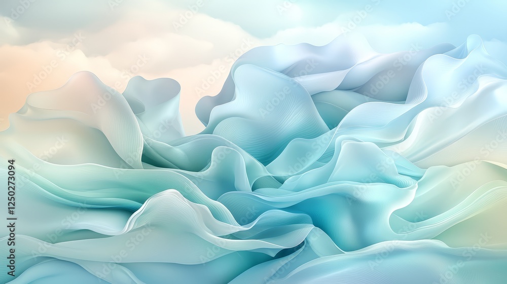Poster dynamic flow, abstract blue and white wave pattern background design for modern visual projects