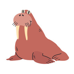 Funny walrus hand drawn icon clipart avatar logotype isolated illustration