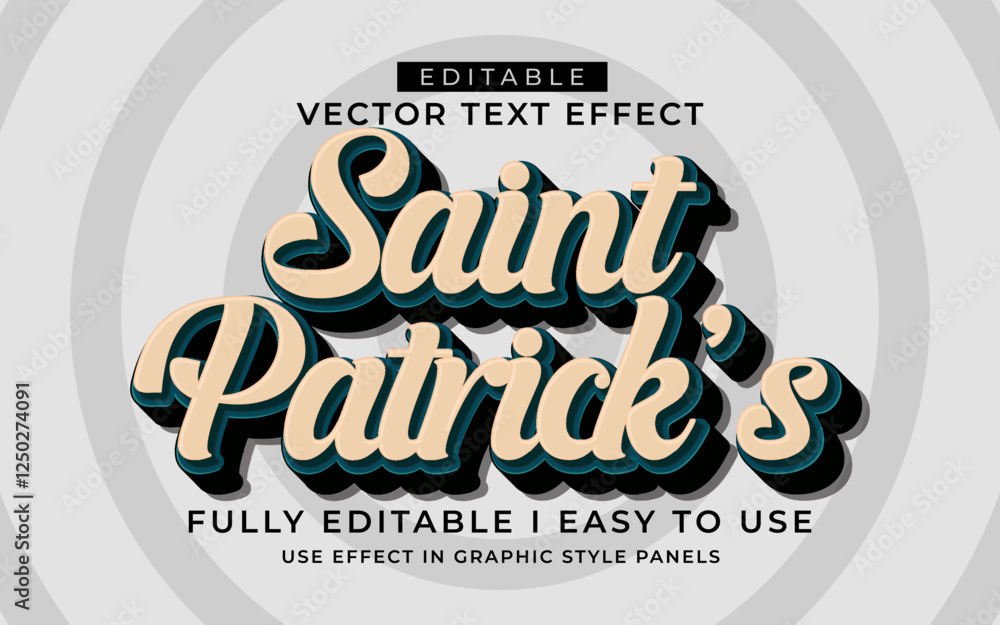 Poster 3d editable st patrick's day text effect typography style template