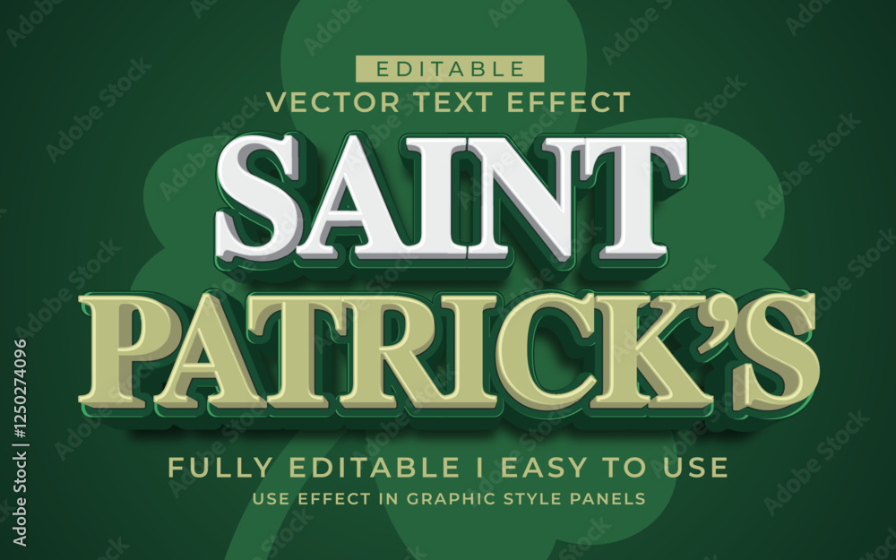 Poster 3d editable st patrick's day text effect typography style template