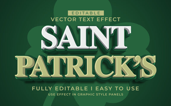 3d editable St Patrick's Day text effect typography style template