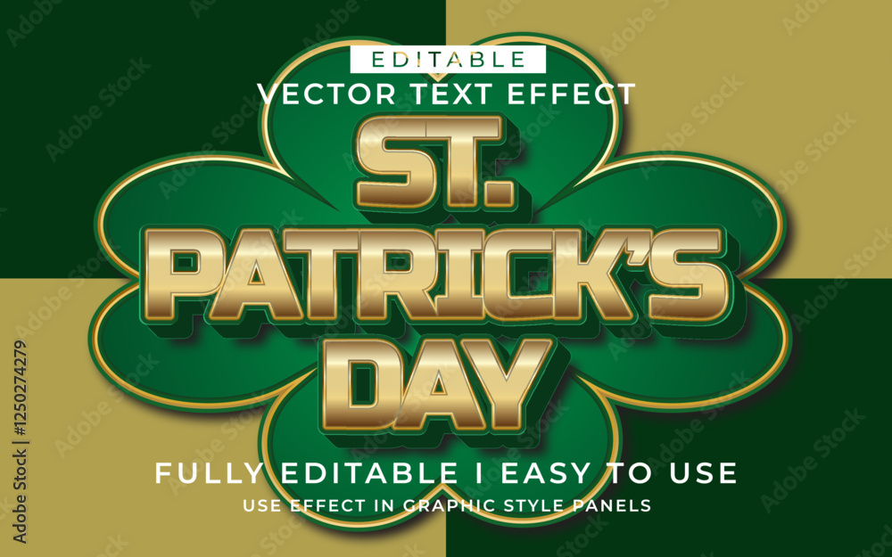 Poster 3d editable st patrick's day text effect typography style template