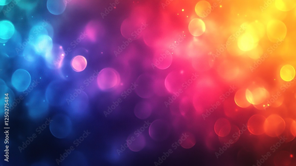 Poster colorful bokeh lights background with gradient hues and sparkling effect