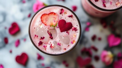 Cozy Cafe Valentine&rsquo;s Drink with Floral Decorations