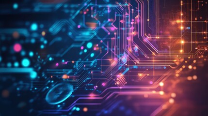 Obraz premium Interconnected nodes pulse with light, representing the flow of data in an advanced digital world. 