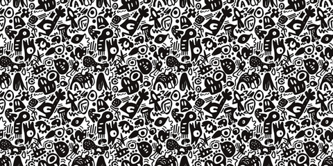 Cartoon hand-drawn doodles on the subject of summer holidays theme seamless pattern