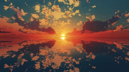 Serene Sunset Reflection Over Water: A Breathtaking Display of Colors