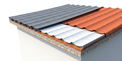 Cross-Section View of Residential Roofing System with Multiple Layers of Protective Covering