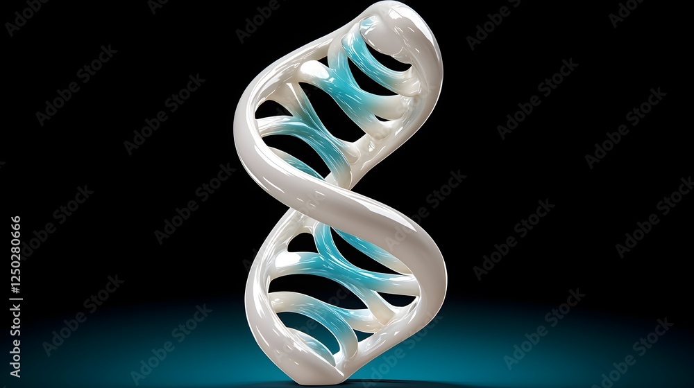 Poster abstract three-dimensional representation of a twisted helix sculpture showcasing modern design with