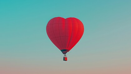 Fototapeta premium Heart-Shaped Hot Air Balloon Soaring in the Sky