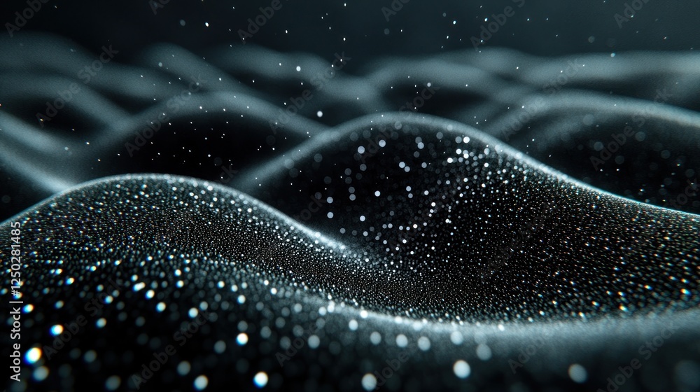 Poster elegant abstract black and white wave background with sparkling particles