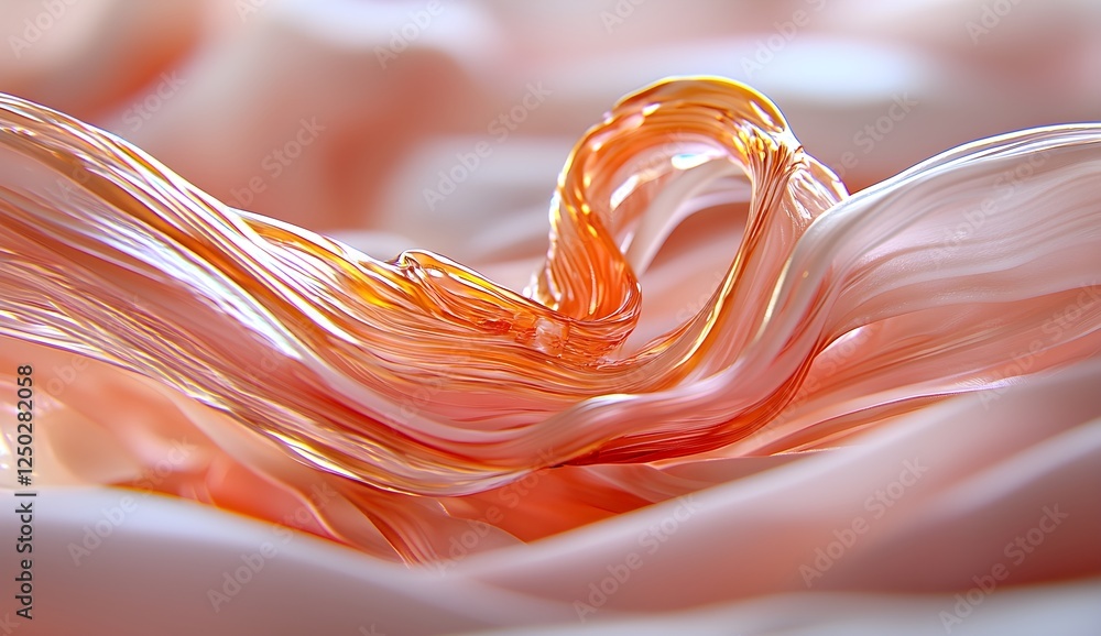 Poster abstract flowing waves in soft pastel colors with smooth texture and gentle curves creating a dreamy