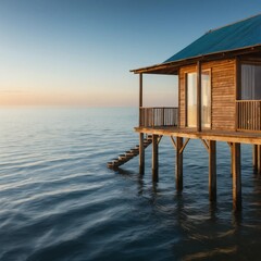 Overwater Bungalow at Sunset