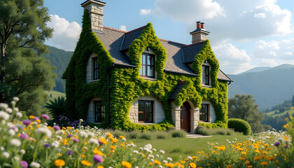 Ivy-Covered Stone Cottage