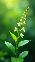 Green plant with blooming flowers - Botanical focus on nature, foliage, botanical, plant growth
