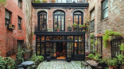 Fototapeta premium Brick building with courtyard