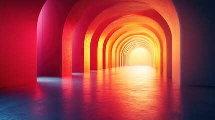 Fototapeta premium Vibrant Archway: A Journey into Warmth and Light