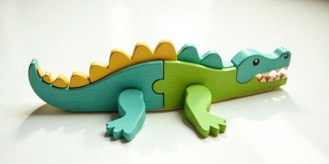 Obraz premium Playful Alligator Puzzle A Two-Piece Wooden Toy for Early Childhood Development