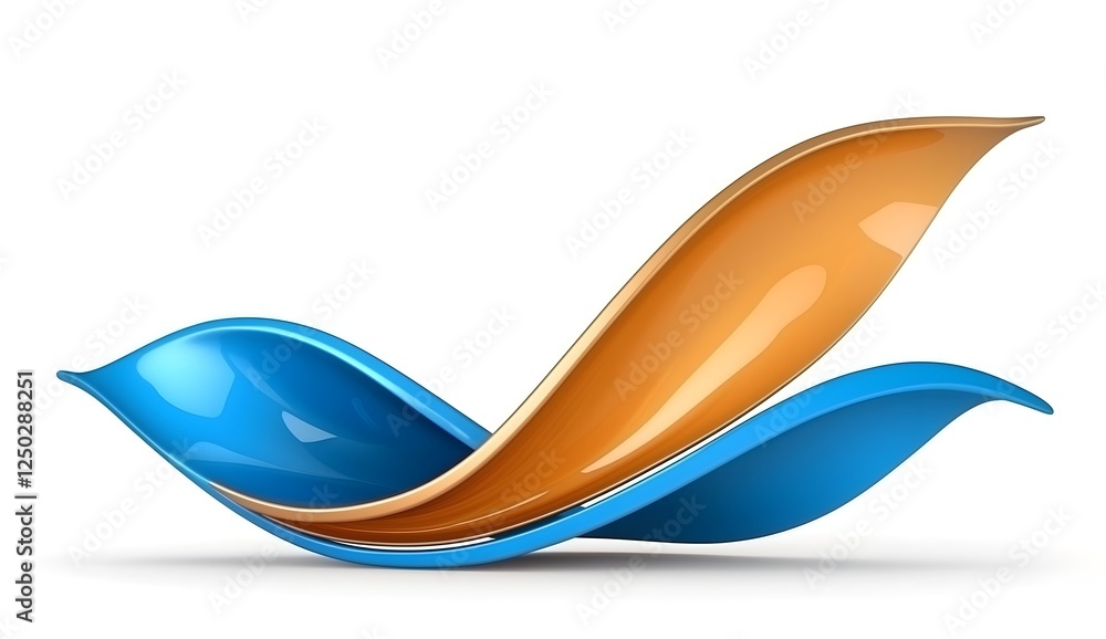Poster abstract colorful wave shapes in blue and orange creating a sense of fluidity and motion, ideal for 