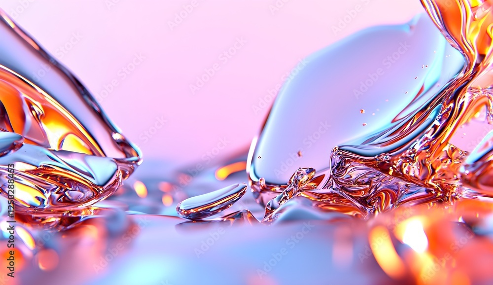 Poster colorful abstract liquid art with reflections and refractions creating a mesmerizing visual effect i