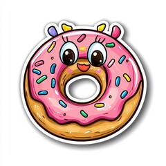 Fototapeta premium Cute Cartoon Donut with Sprinkles and Happy Face Illustration