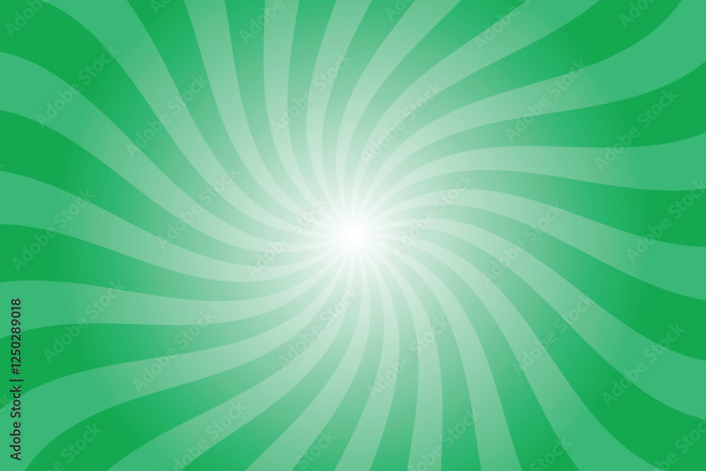 Aufkleber Green background with white sun ray. Pattern of starburst. Abstract pigment green texture with light of sunburst. Radial beam of sunlight. Retro background with flash. Design of sunbeams.